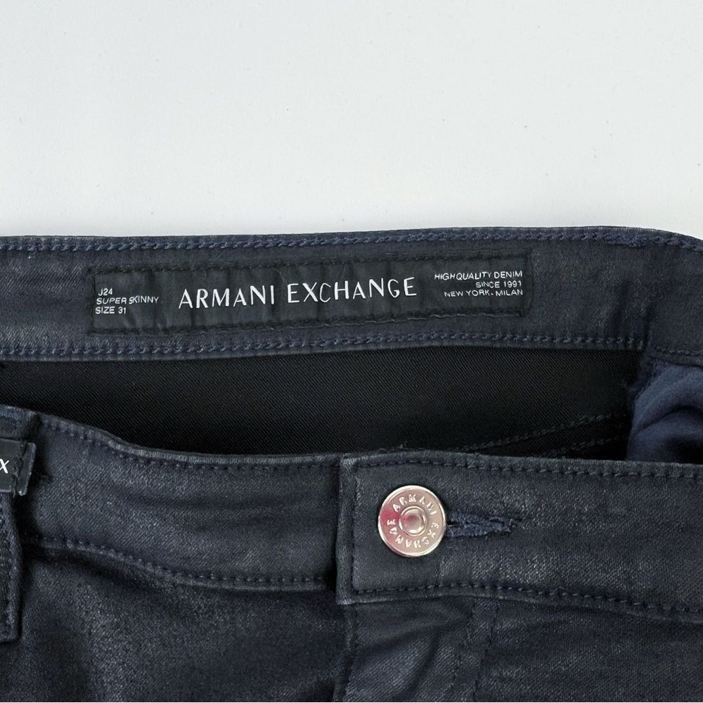 AX Armani Exchange J24 Blue Black Coated Super Skinny Jeans High Rise Size 31 - Picture 6 of 9